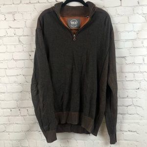 BKE Buckle Mens 1/4 zip Rust Athletic Fit Sweater XL